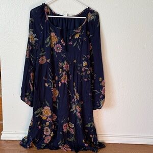 Old Navy Navy Blue Floral Dress